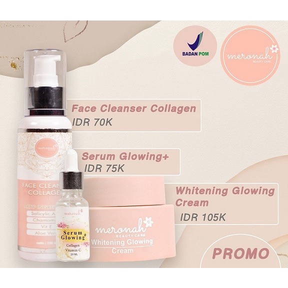 [Original] Paket Meronah  Cream Meronah  Serum Glowing  Sabun Collagen  Diskon