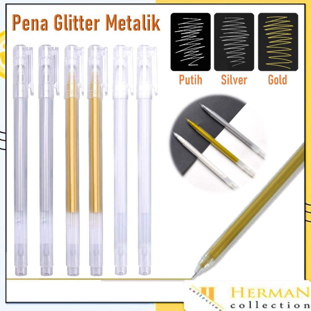 

HC Pena Glitter Metalik 0.9mm Pulpen Warna Warni Gold Colour Gel Pen Tinta Metallic Ballpoint Craftwork Scrapbook Silver White Gel Ink