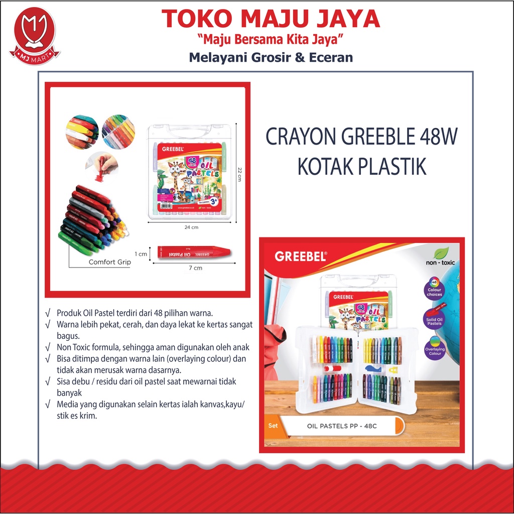 

CRAYON GREEBLE 48 Warna KOTAK PLASTIK