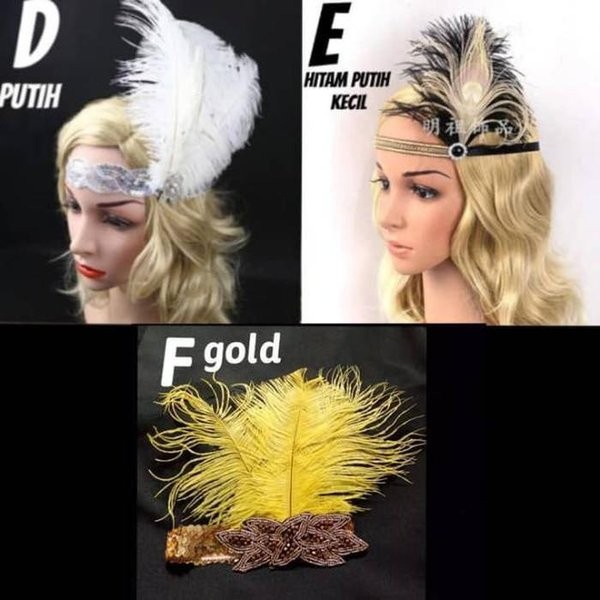 Bay- Flapper Headband Headpiece Great Gatsby Aksesoris Rambut