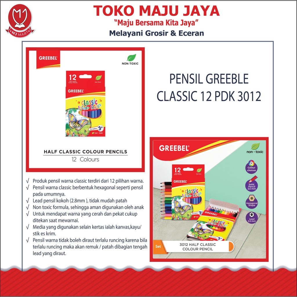 

PENSIL WARNA GREEBLE CLASSIC 12 PDK 3012