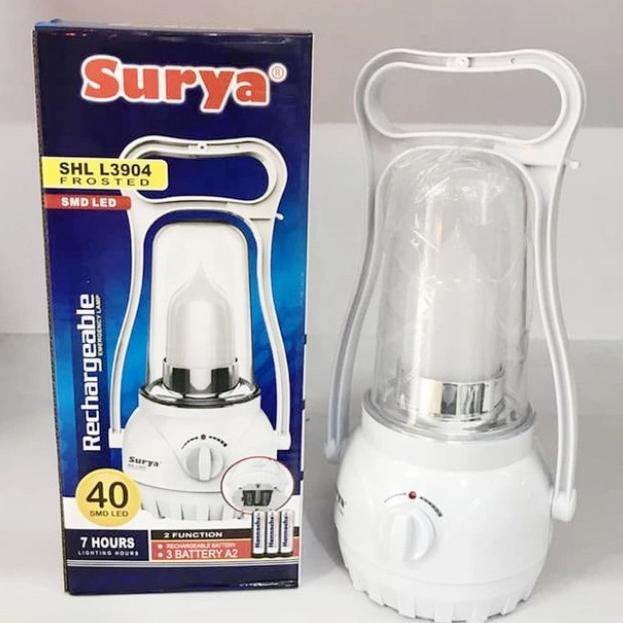 Lampu Emergency Led Surya Shl 3904/2 Fungsi Cas & Baterai 2Aa Kode 1242