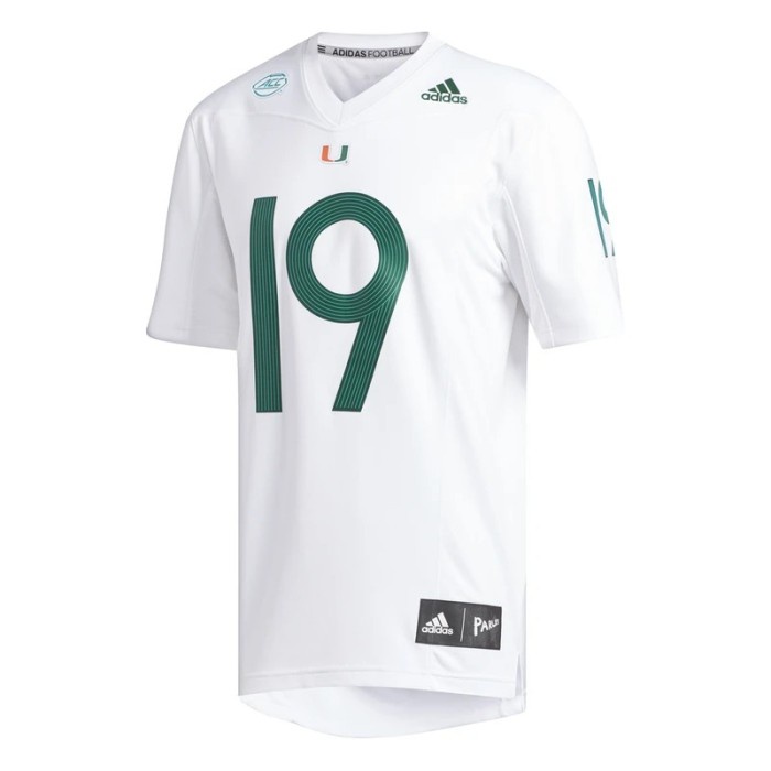 [New] Jersey Adidas Football/Nfl Miami Hurricanes Parley Original White Terbaru