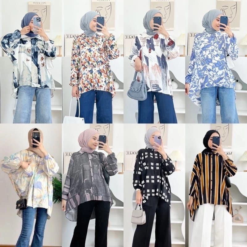 KEMEJA OVERSIZE RAYON VISCOSE MOTIF
