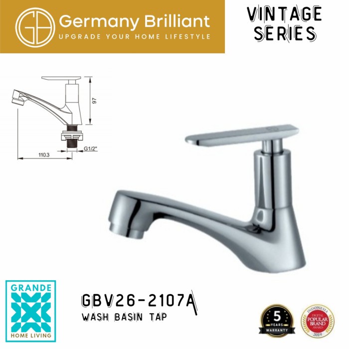 ✅New Germany Brilliant Kran Wastafel Dingin Gbv26-2107A Terbaru