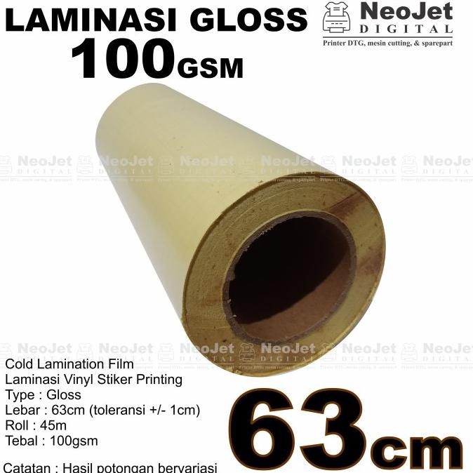 

Laminasi Dingin Gloss Kilap 100 Gsm Lebar 63 Cm Panjang 45M / 50 Yard Kode 75
