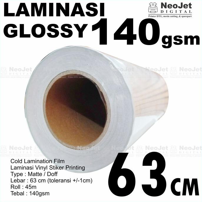 

Laminasi Gloss Glossy Dingin Laminating Kilap 63 Cm 140Gsm 45M Kode 156