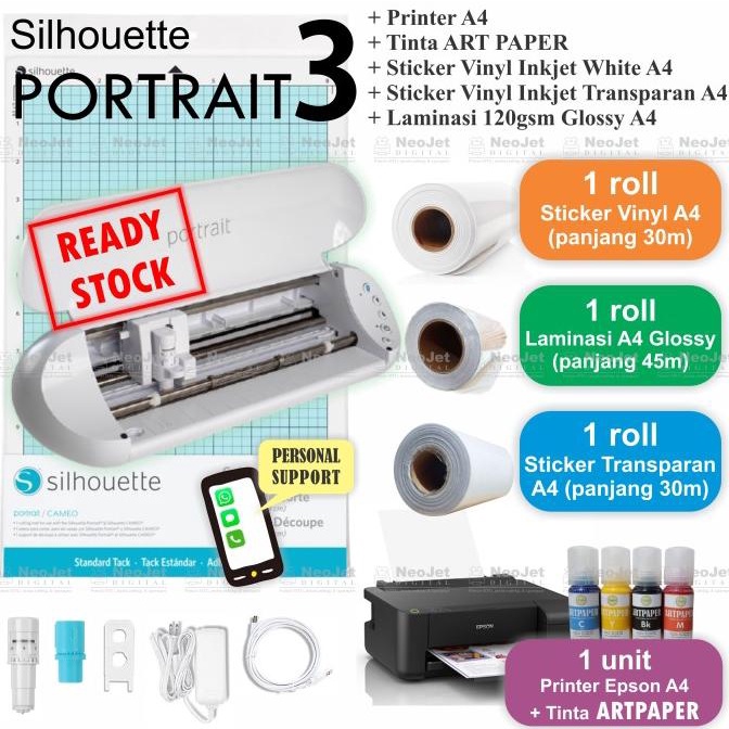 Paket Mesin Cutting Sticker Mini Printer A4 Art Paper Stiker Vinyl Kode 160
