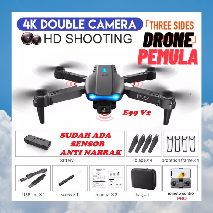 Drone Mini Murah E99 E-99 Mini Drone Pemula Dual Camera 4K Wifi Fpv