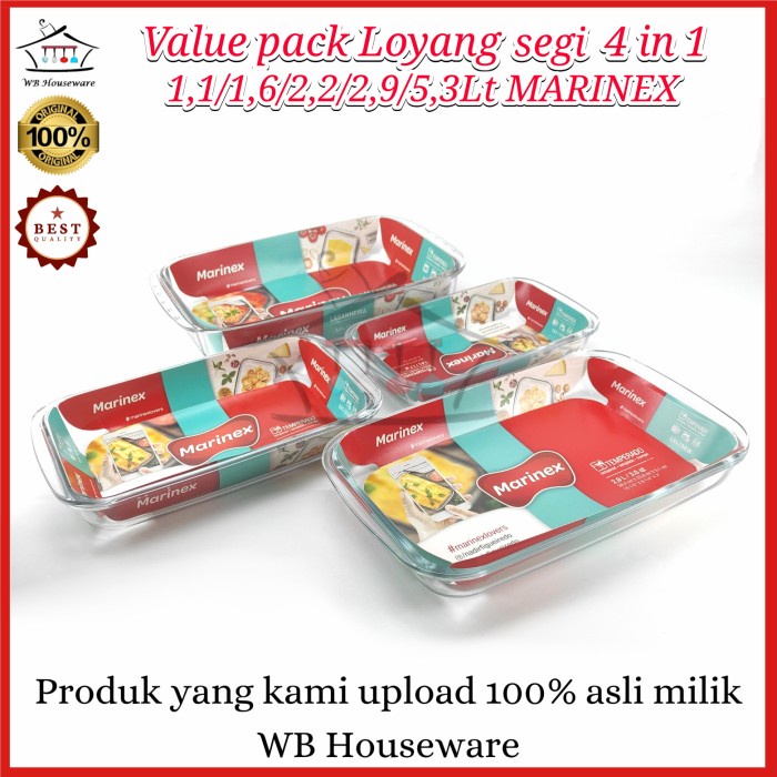 

✅Termurah Loyang Kaca Segi Set Isi 4 Tebal Merk Marinex / Value Pack 4 In 1 Limited
