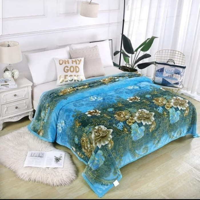 ✅Termurah Selimut Bulu Tebal Motif Bunga Embos - 200*220 Berkualitas
