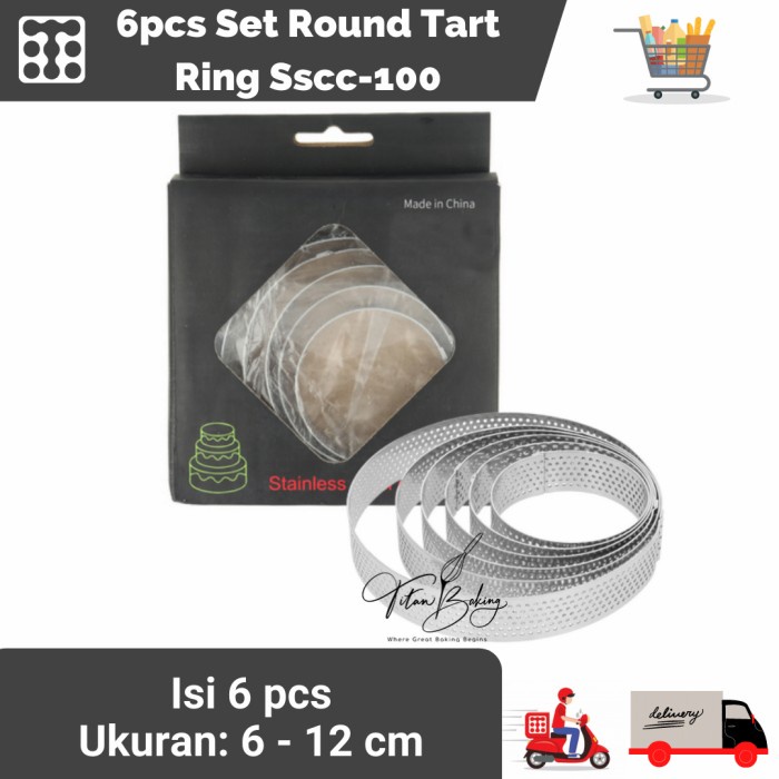 

✨Baru Cetakan Perforated Ring Kulit Pie Tartshell Kotak 6Size /Set Sscc-100 Limited