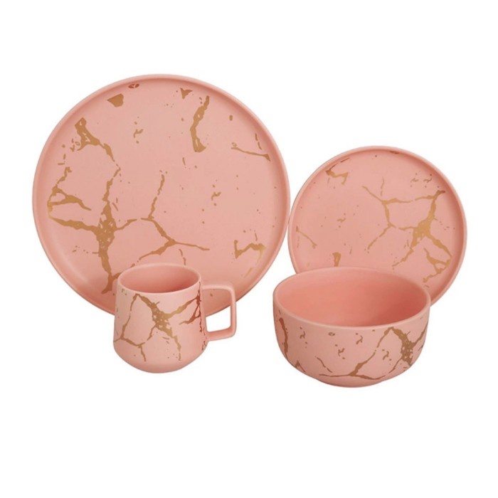 ✅Termurah Vicenza Dinner Set Motif Marmer Merah Muda Limited