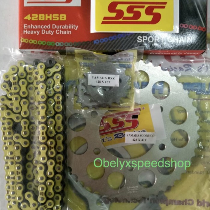 ✨Ori Gearset Sss 428 Rantai Sss Hsb Kuning Vixion Byson R15 Xabre Mxking Limited