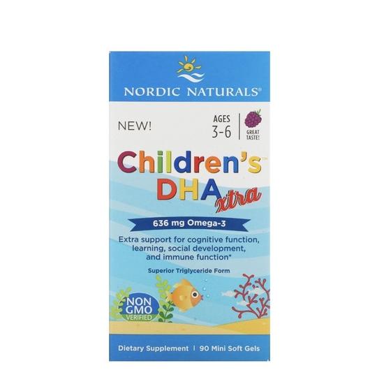 NORDIC NATURALS CHILDRENS DHA XTRA AGES 3-6 BERRY 636 MG 90 MINI SOFT GELS