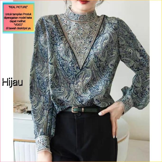 PREMIUM - BLOUSE WANITA IMPORT BAJU ATASAN NATAL KOREA PESTA MINJUN BLUS HITAM XMAS