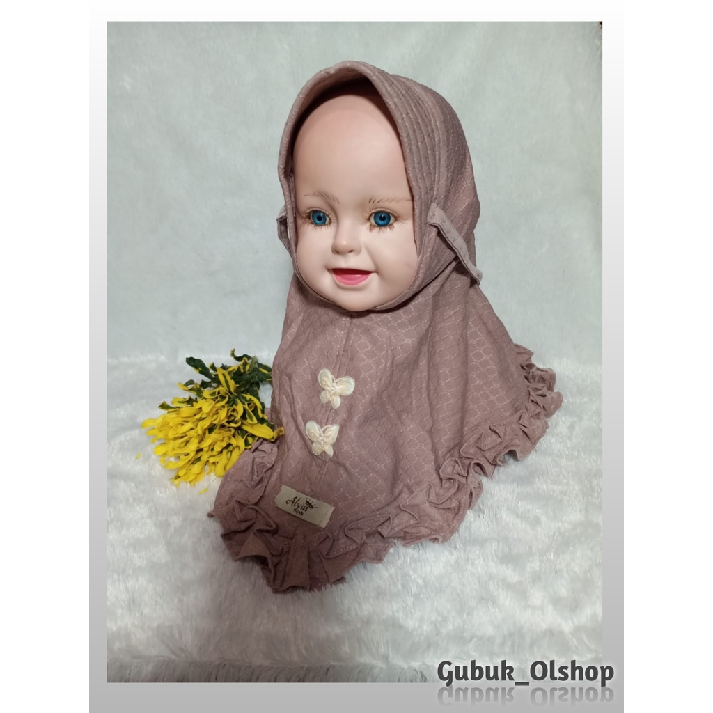 Hijab anak perempuan 3 tahun bergo kupu kerudung bayi 1-3 tahunan strada