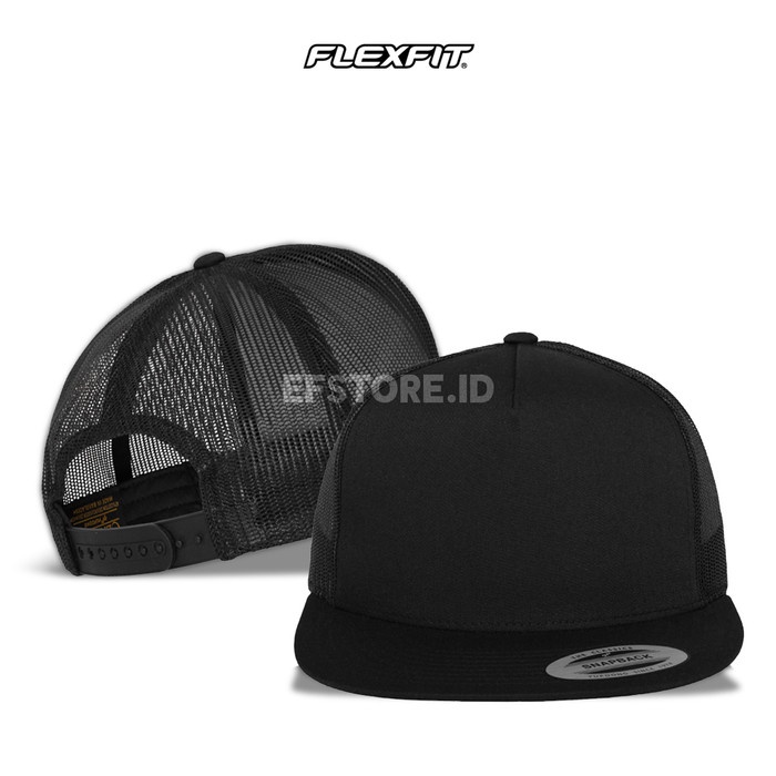 Topi Trucker Polos Pria Flexfit Yupoong 6006 Classic Trucker Original
