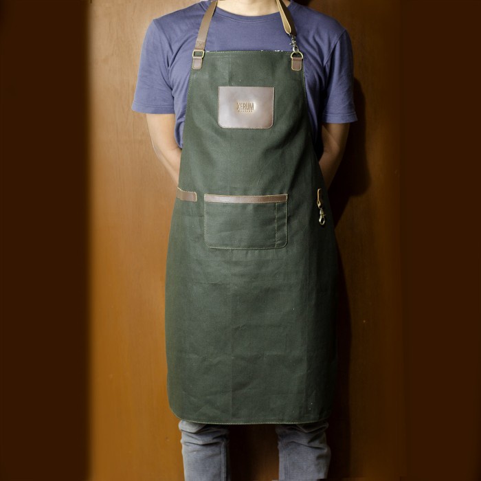 Promo Apron Celemek Kanvas Kulit Asli Barista / Xerum Canvas Leather Apron