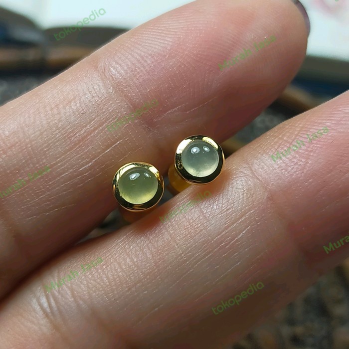 ✨Termurah Giwang / Anting Tusuk Giok Icy Super Bening Emas 18K Au750 Sertifikat Bisa Gojek