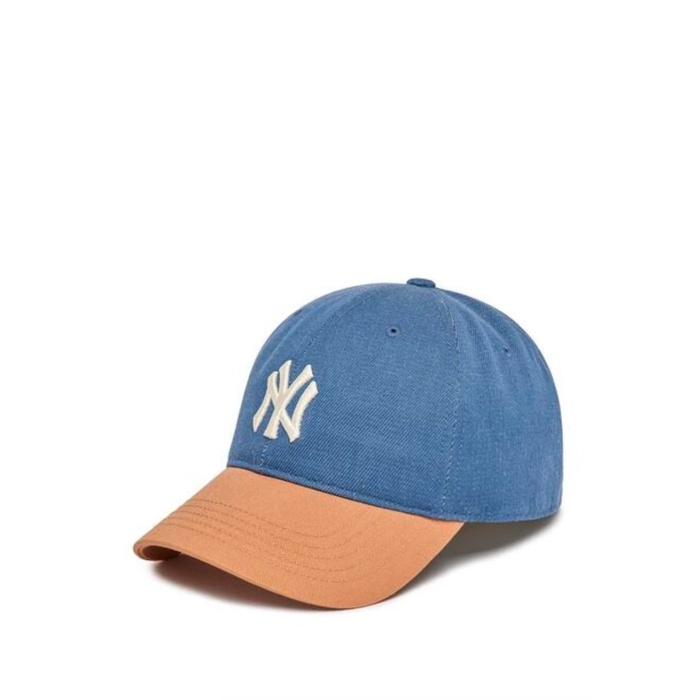 ✨Sale Mlb Color Block Denim-Like Unstructured Ball Cap Ny Yankees Light Sand Bisa Sameday