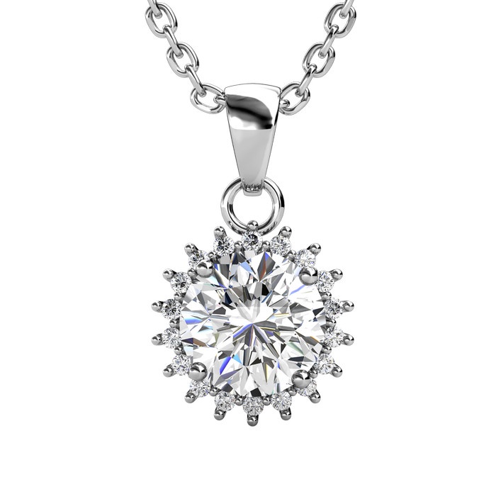✨Sale Florale Pendant - Kalung Moissanite Diamond Gra Certifiate Diskon