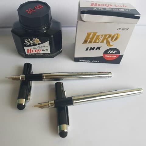 

✨Sale Paket Murah Fountain Pen Staylus Tinta Hero. Pena Tinta Isi/Promosi Bisa Gojek