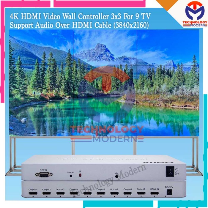 ✨Ori Hdmi Video Wall Controller 3X3 U/ 9 Tv Support Jack Audio 3.5Mm Bisa Sameday