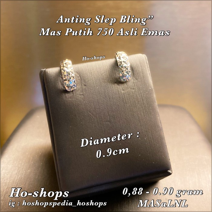 ✨Ori Anting Slep Bling Mas Putih Kadar 750 75 Asli Emas Limited