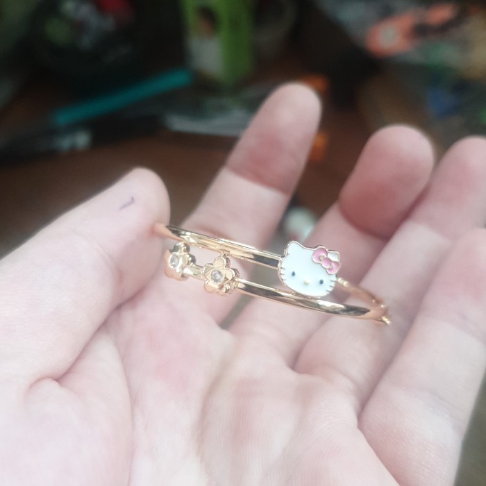 ✨Ori Gelang Bulat Bangle Anak Balita Batita Hello Kitty Ubs Emas Asli 375 Bisa Sameday