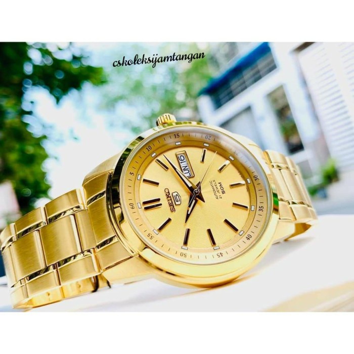 ✅Ori Jam Tangan Pria Seiko 5 Snkm94K1 Automatic 21Jewels Gold Original Bisa Gojek