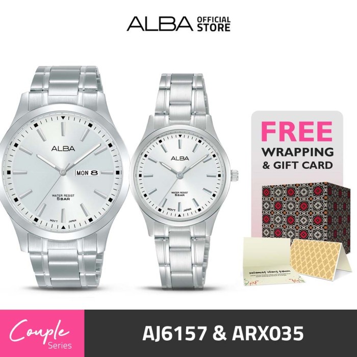✅Ori Jam Tangan Couple Alba Aj6157  Arx035 Silver Stainless Original Bisa Gojek