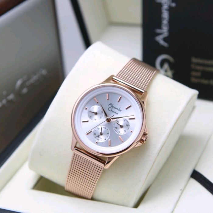 ✅New Alexandre Christie Ac 2A38 Rosegold White Ac2A38 Wanita Original Terbaru