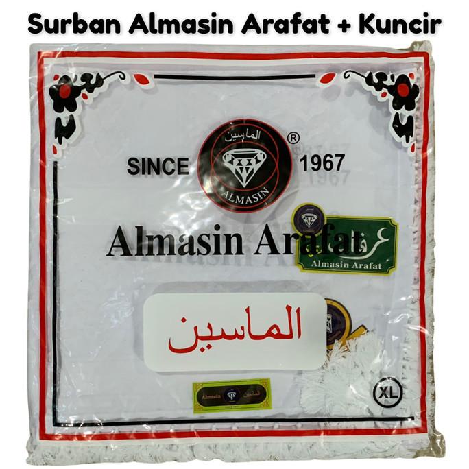 Sorban Almasin Arafat Putih Polos Jumbo Dengan Kuncir Rombe