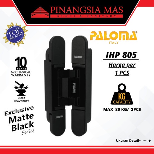 [Ori] Engsel Hinge Paloma Concealed P80 Black #Engsel Tanam Pintu / Ihp 805 Terbatas