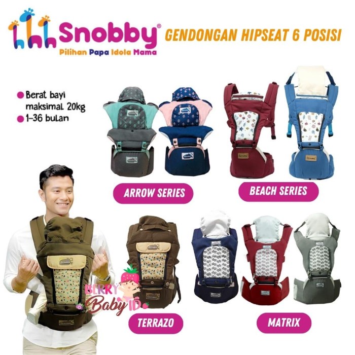 SNOBBY GENDONGAN DEPAN BAYI HIPSEAT 6 POSISI SIRKULASI APLIKASI