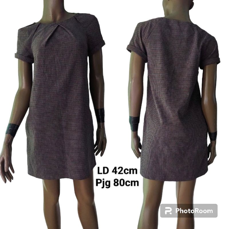 preloved branded original Mango casual katun tweed dress