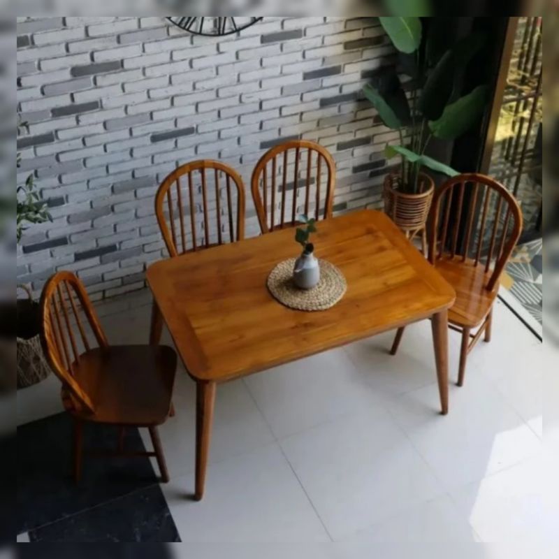 Meja makan set minimalis kayu jati - Meja makan set kayu jati mebel jepara