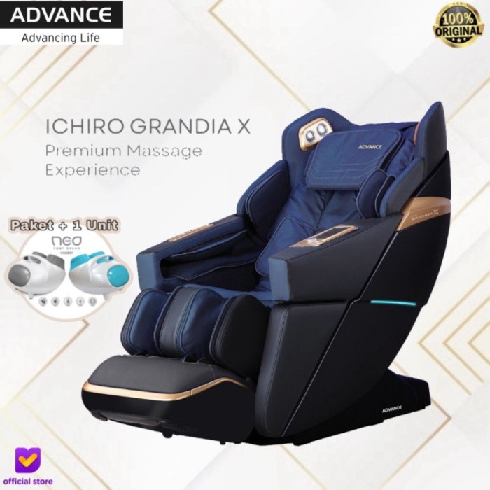 Kursi Pijat Advance Ichiro Grandia X (HS8903) - Blue Navy, Brown