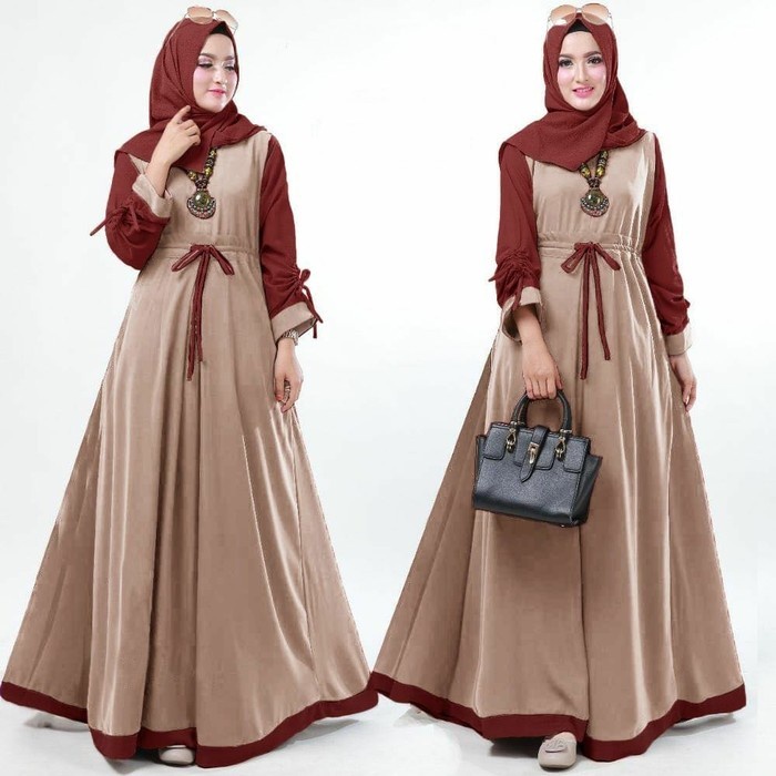 Baju Gamis Dress Wanita Muslim Dewasa Kekinian Modern Murah Terbaru