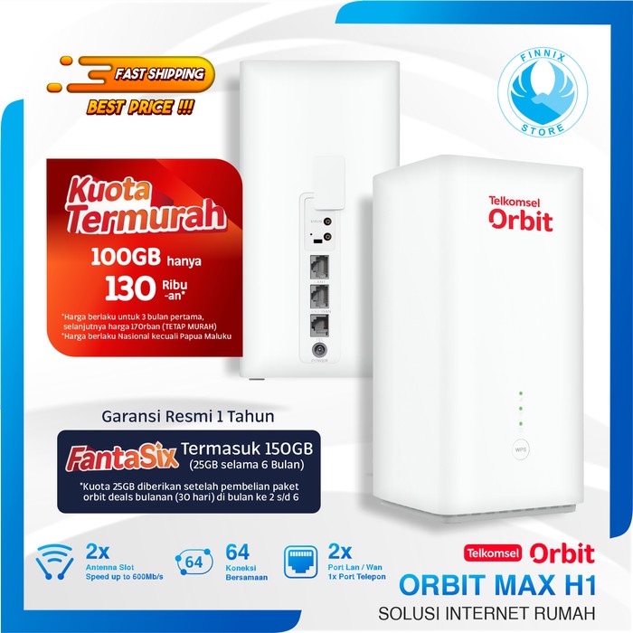Home Router Modem Huawei Orbit Max H1 Free Telkomsel 150GB