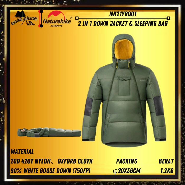 ✨New Ori Kantong Tidur 2 In 1 Down Jacket And Sleeping Bag Naturehike Nh21Yr001 Terbaru