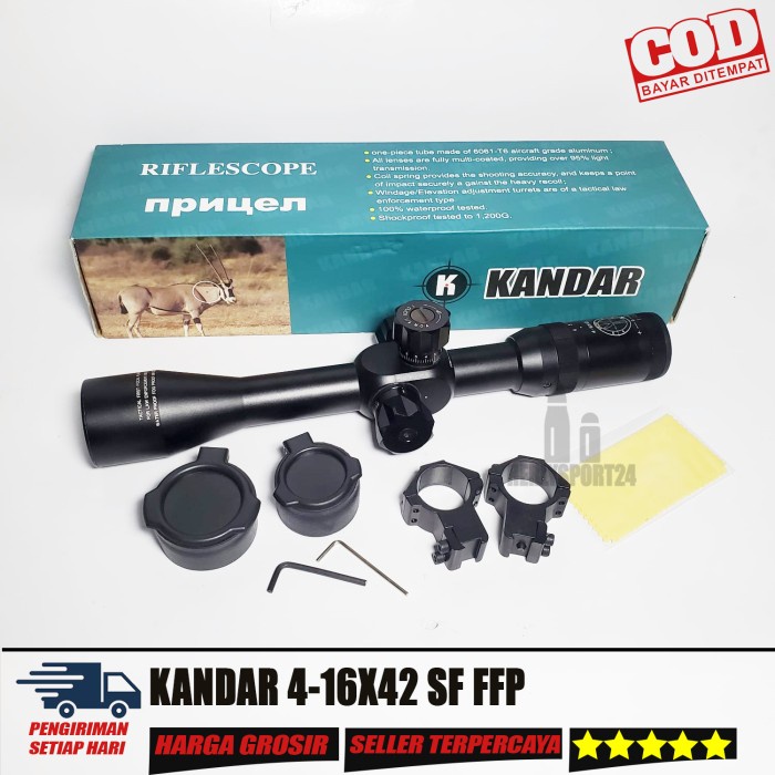 ✨New Ori Kandar 4-16X42 Sf Ffp Kandar Front Ffp Tahan Getar Retikel Tipis Diskon