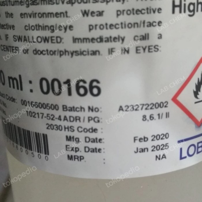 ✅Original Hydrazine Hydrate 80 Ar Cat. 166-500Ml Lab Chem Bisa Gojek