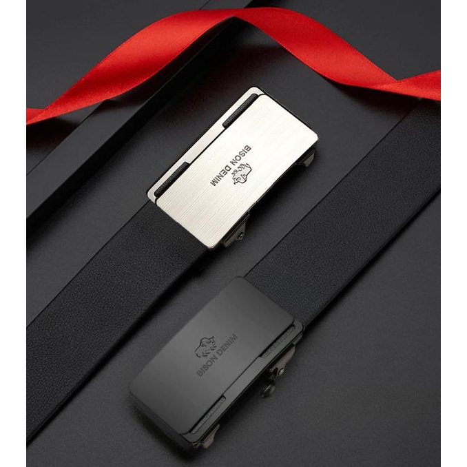 Ikat Pinggang Pria Kulit Asli Bison Denim Original Auto Luxury Strap