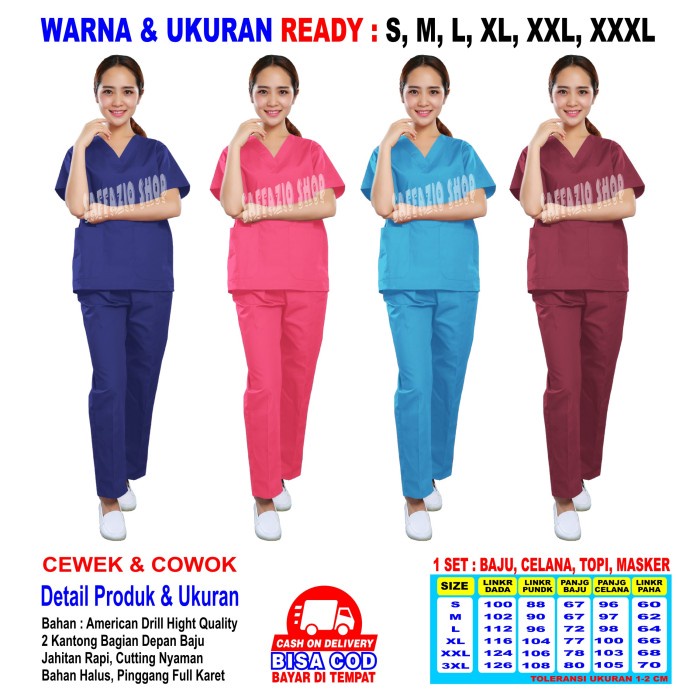 Terbaru Baju Oka, Baju Perawat / Baju Ok, Pria Wanita Lengan Pendek Promo Terlaris