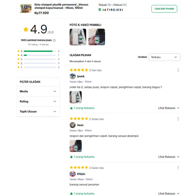 

Tinta Stampel Plastik Permanent , Khusus Stempel Kayu/Manual