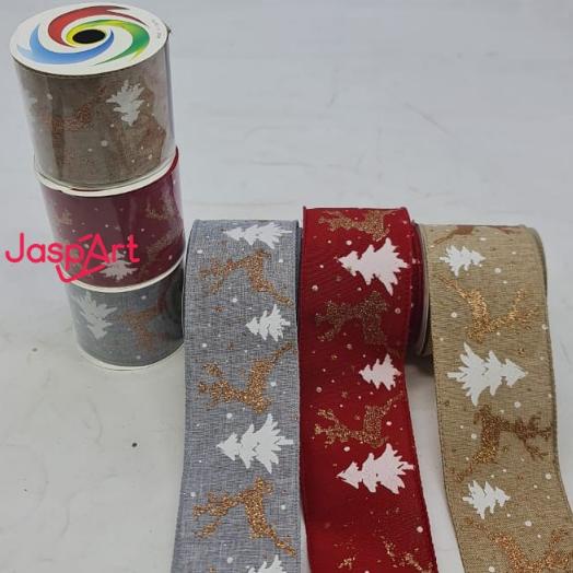 

Pita Glitter Natal Pinggir Kawat Pita Parcel Pita Christmas Pita Hiasan Cantik Lebar Besar 6,3 Cm