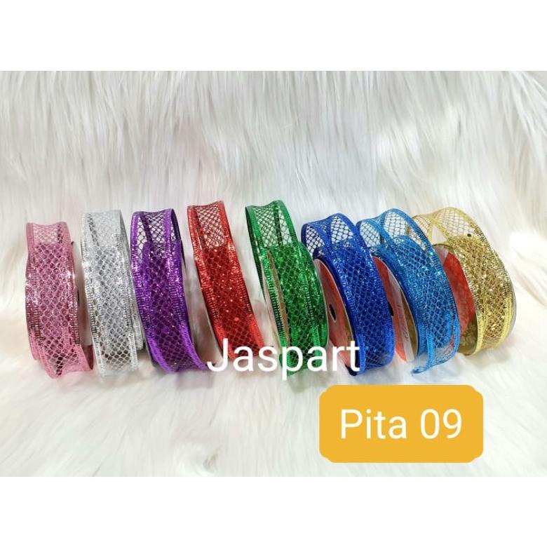 

Pita Glitter Natal Pinggir Kawat Pita Parcel Pita Christmas Pita Hiasan Cantik Lebar 2.5Cm Pita Natal 09