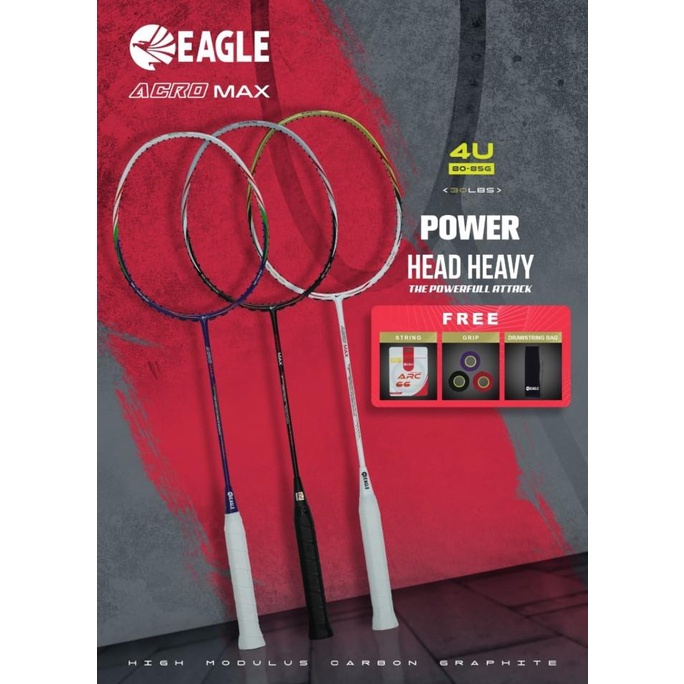 Raket Badminton Eagle Acro Max Head Heavy Original Kode 205